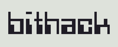 Light version of Bithack logo - 'bithack' written in a pixel font